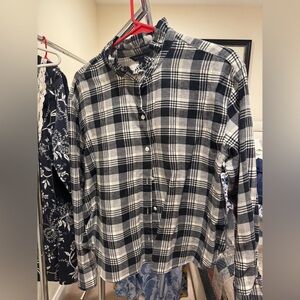 Banana Republic Plaid Black and White Blouse